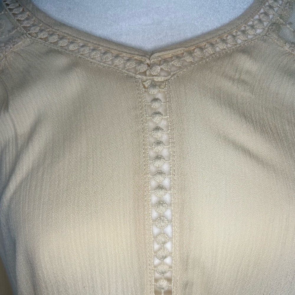 NWT John Paul Richard ivory v-neck lace 3/4 sleeve boho bohemian blouse - size M - Picture 8 of 11